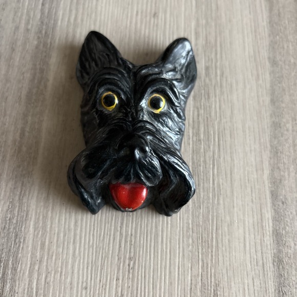 The Unbranded Brand Other - Vintage‎ Scottie Face Mini Chalkware Hanging Figurine Decor 3.75"